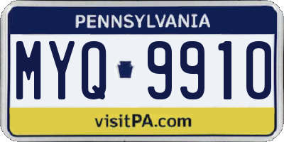 PA license plate MYQ9910