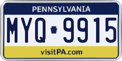 PA license plate MYQ9915