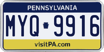PA license plate MYQ9916