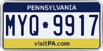 PA license plate MYQ9917