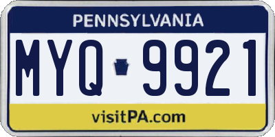 PA license plate MYQ9921