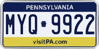 PA license plate MYQ9922