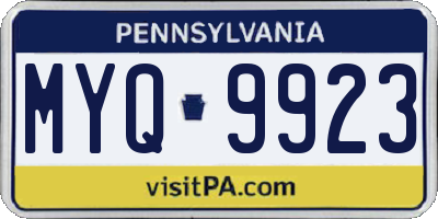PA license plate MYQ9923
