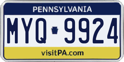PA license plate MYQ9924