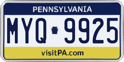PA license plate MYQ9925