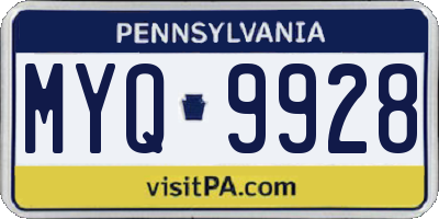 PA license plate MYQ9928