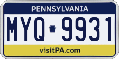 PA license plate MYQ9931