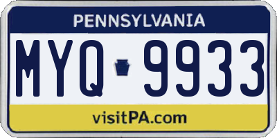 PA license plate MYQ9933