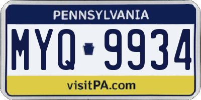 PA license plate MYQ9934