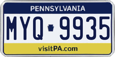 PA license plate MYQ9935
