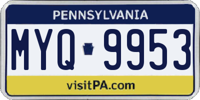 PA license plate MYQ9953