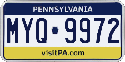 PA license plate MYQ9972