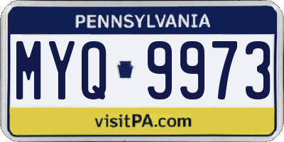 PA license plate MYQ9973