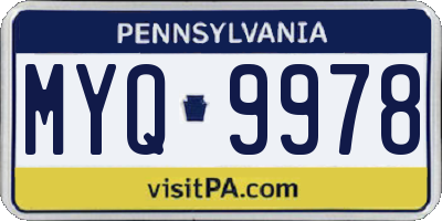 PA license plate MYQ9978