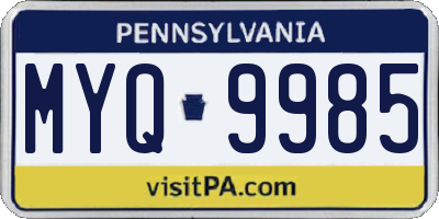 PA license plate MYQ9985