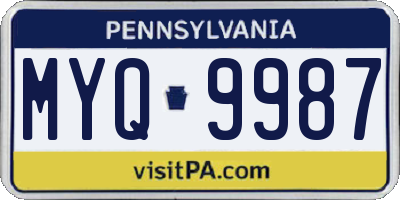 PA license plate MYQ9987