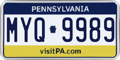 PA license plate MYQ9989