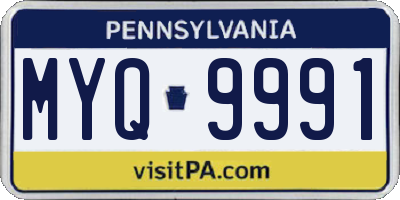 PA license plate MYQ9991