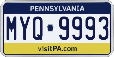 PA license plate MYQ9993