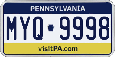 PA license plate MYQ9998