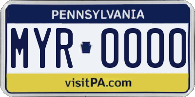 PA license plate MYR0000
