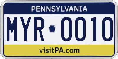 PA license plate MYR0010