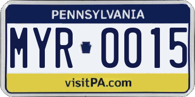 PA license plate MYR0015