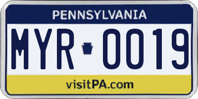 PA license plate MYR0019