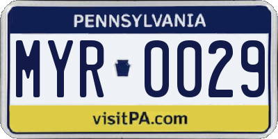 PA license plate MYR0029