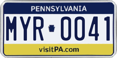 PA license plate MYR0041