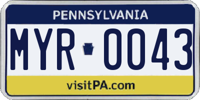 PA license plate MYR0043