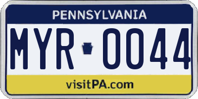 PA license plate MYR0044
