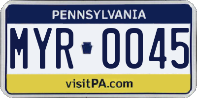 PA license plate MYR0045