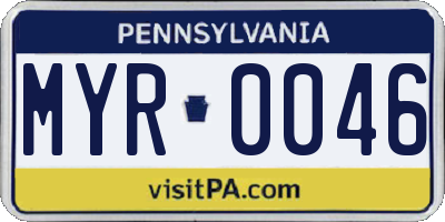 PA license plate MYR0046