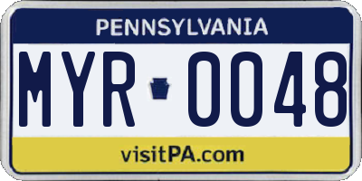 PA license plate MYR0048