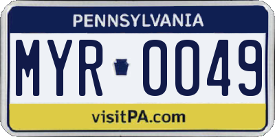 PA license plate MYR0049