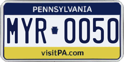PA license plate MYR0050