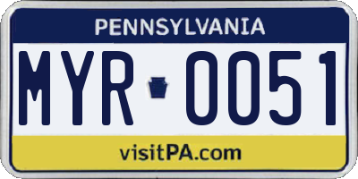 PA license plate MYR0051