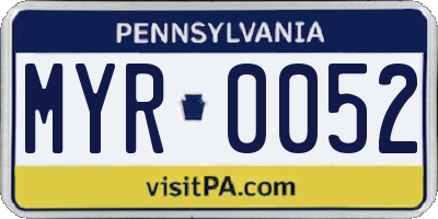 PA license plate MYR0052
