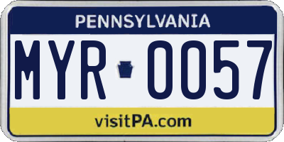 PA license plate MYR0057