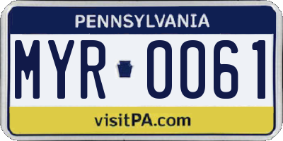 PA license plate MYR0061