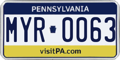 PA license plate MYR0063