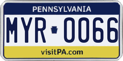 PA license plate MYR0066