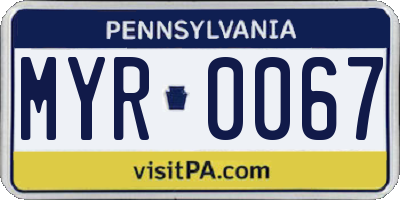 PA license plate MYR0067