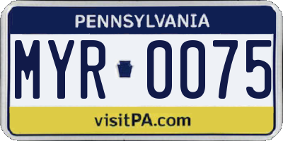 PA license plate MYR0075