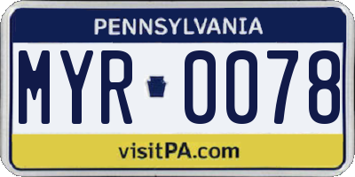 PA license plate MYR0078