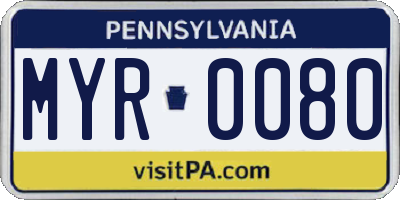 PA license plate MYR0080