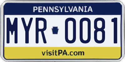 PA license plate MYR0081