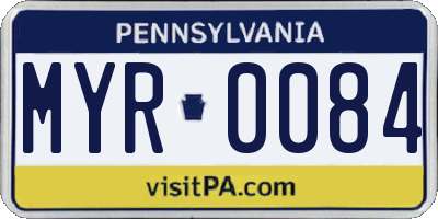 PA license plate MYR0084