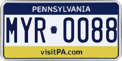 PA license plate MYR0088